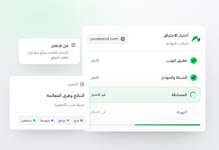 شاشة نموذجية لاختبار اختراق: النطاقات الخاضعة للاختبار والتقرير